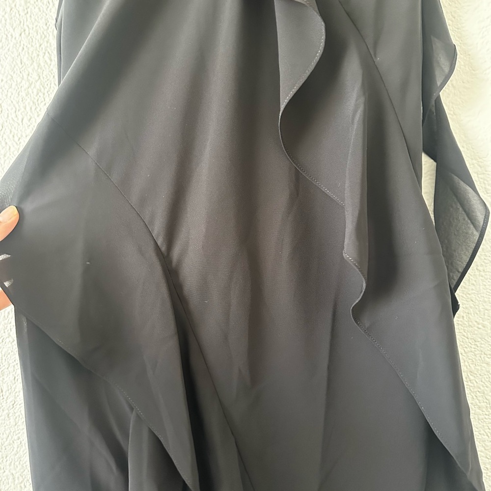 Amanda Uprichard Revolve “Cantara”‎ Midi Black Elegant Black Ruffle Dress Small - Picture 8 of 12